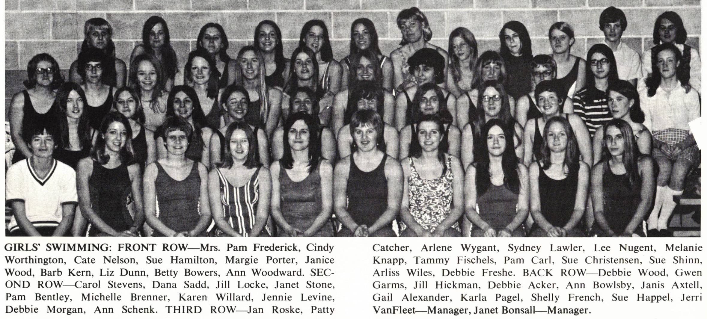 1971 Girls Swimming Varsity Team Photograph