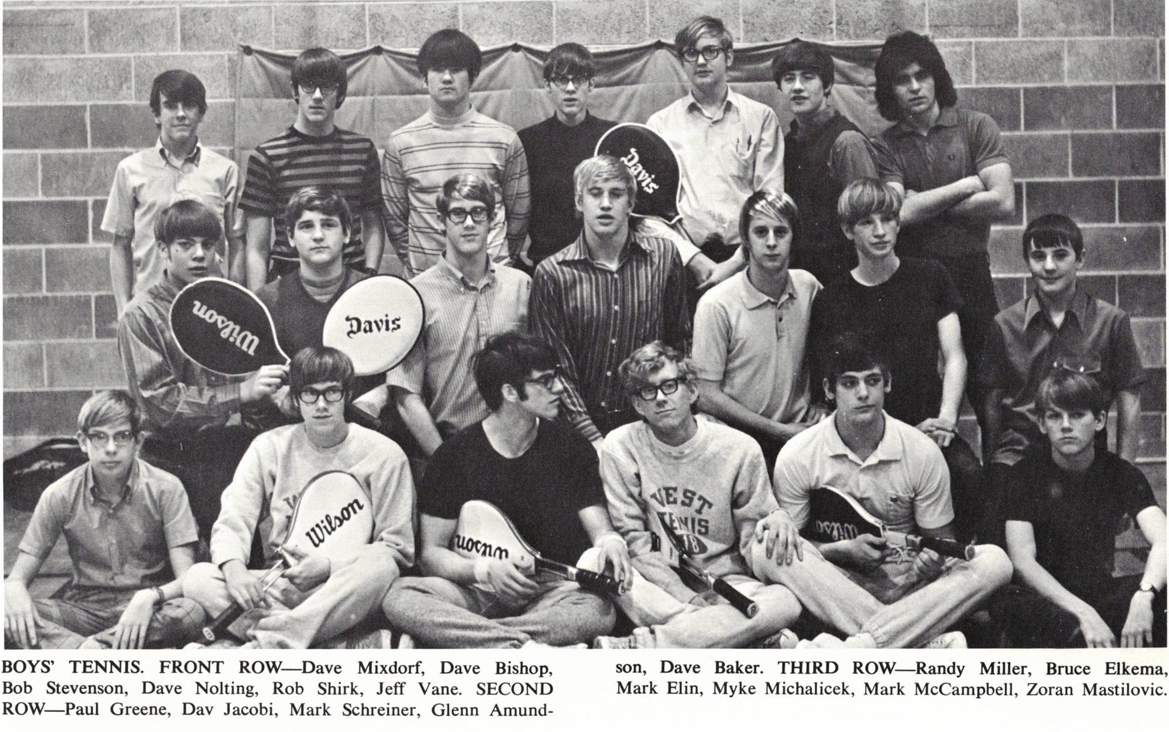 1971 Boys Tennis Varsity Team Photograph