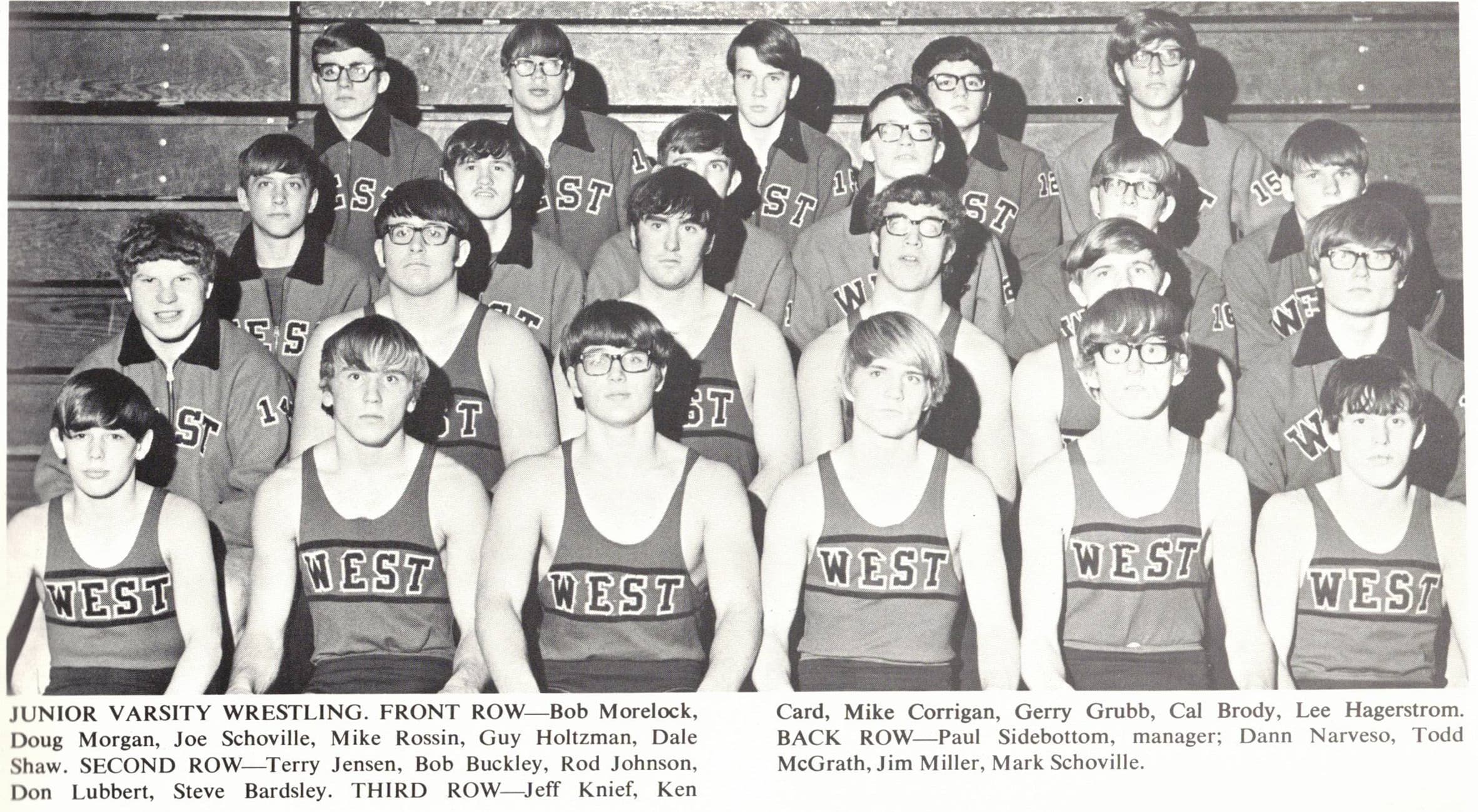 1971 Boys Wrestling Junior Varsity Team Photograph