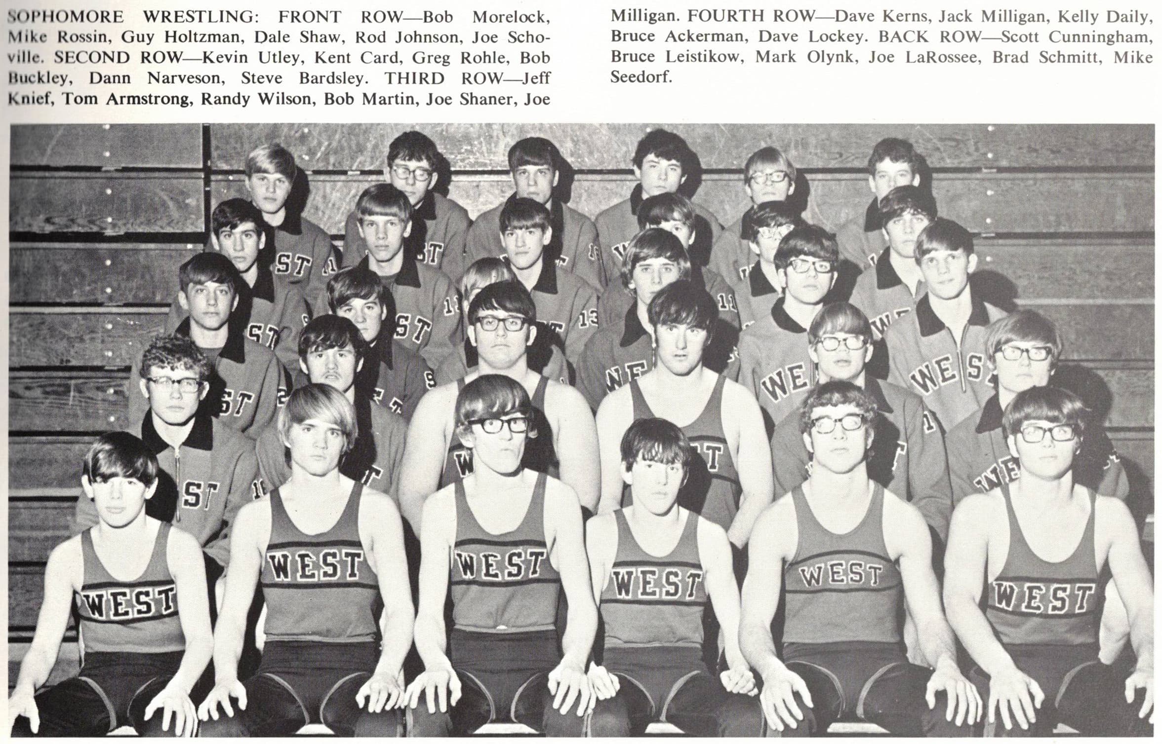 1971 Boys Wrestling Sophomore Team Photograph